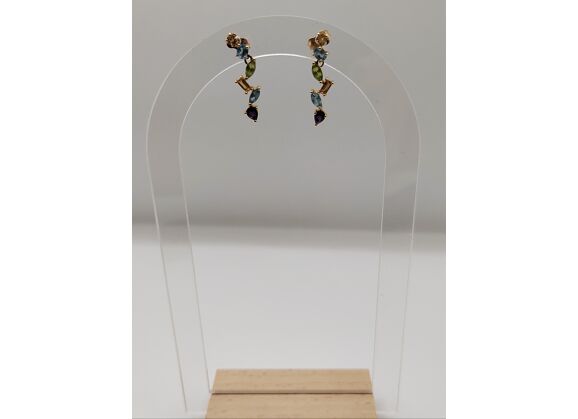 Image Boucles d'oreilles Or jaune Pierres multicolores