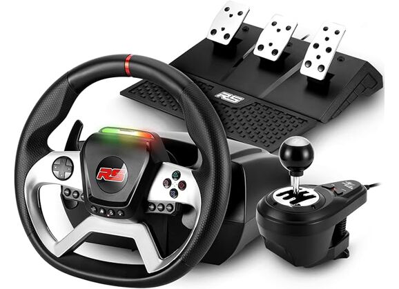 Image Acc. de jeux vidéo SPIRIT OF GAMER Volant + pédalier FORCE 1080RS Filaire Noir PS4