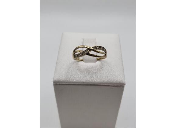 Image Bague Or jaune Pierre blanche