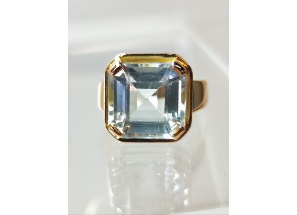 Image Bague Or jaune Pierre bleue