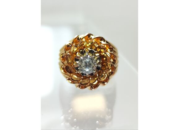 Image Bague Or jaune Pierre blanche