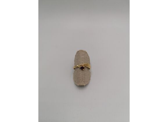 Image Bague Or jaune Pierre rouge