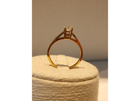 Image Bague Solitaire Or jaune Oxyde de zirconium