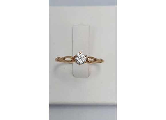 Image Bague Solitaire Or jaune Pierre blanche