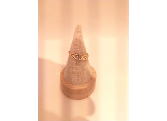 Image Bague Or jaune Pierre blanche