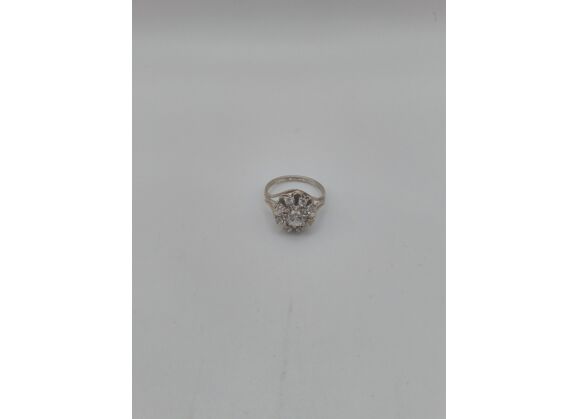 Image Bague Or blanc Pierres blanches