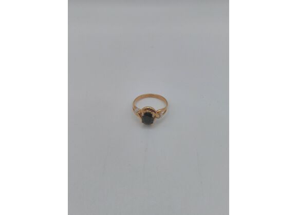 Image Bague Or jaune Pierre noire