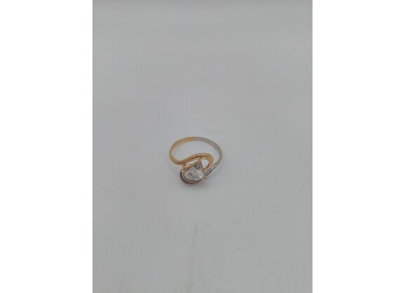 Image Bague Or jaune Or blanc Pierre blanche