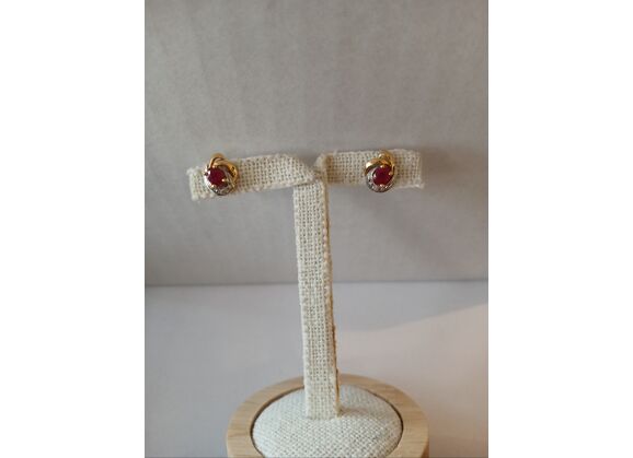 Image Boucles d'oreilles Or jaune Or blanc Rubis Moissanite