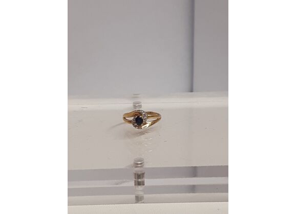 Image Bague Or jaune Diamant Pierre bleue