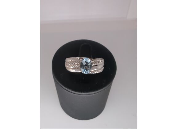 Image Bague Or blanc Aigue-marine