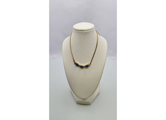 Image Collier Plaqué or Pierre bleue