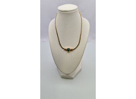 Image Collier Plaqué or Pierre verte