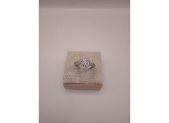 Image Bague Solitaire Or blanc Oxyde de zirconium