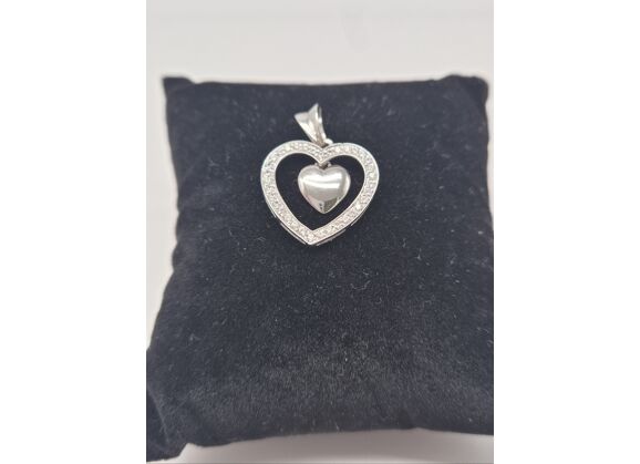 Image Pendentif Or blanc Oxyde de zirconium