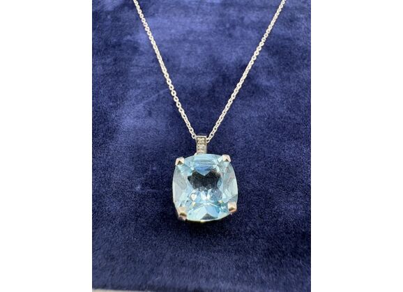 Image Collier Or blanc Topaze Diamant
