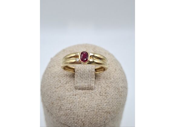 Image Bague Or jaune Pierre rouge