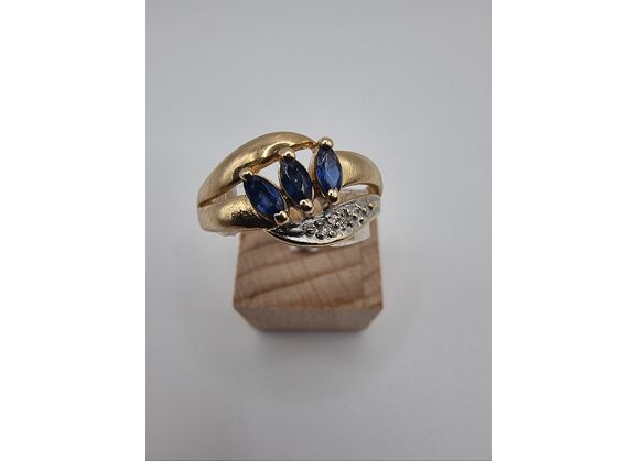 Image Bague Or jaune Saphir Diamant