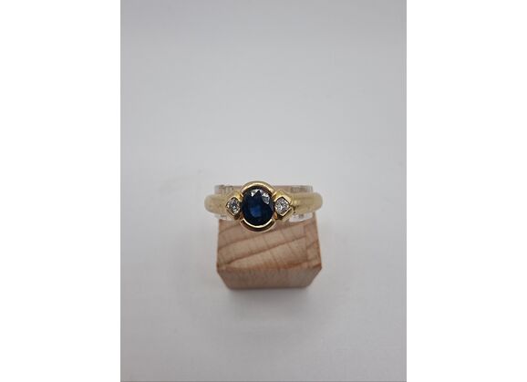 Image Bague Or jaune Saphir Diamant