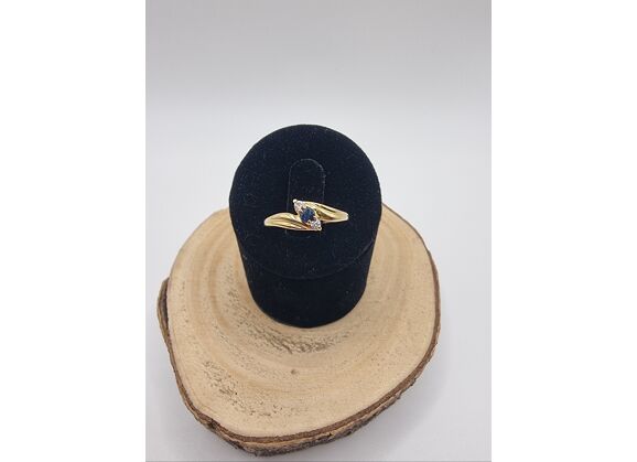 Image Bague Or jaune Saphir Oxyde de zirconium