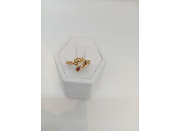 Image Bague Or jaune Pierres rouges