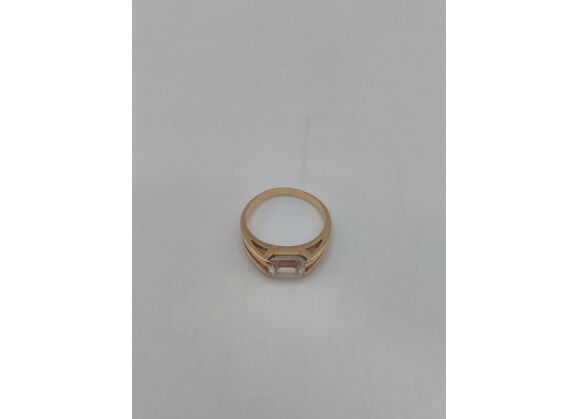 Image Bague Solitaire Or jaune Pierre blanche