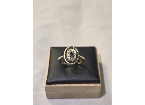 Image Bague Or jaune Pierre bleue Oxyde de zirconium