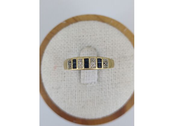 Image Bague Or jaune Diamant Saphir