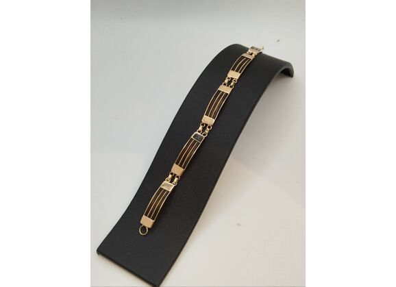 Image Bracelet Or jaune Pierre noire