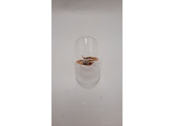 Image Bague Or jaune Oxyde de zirconium Pierre rouge