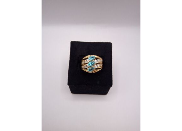 Image Bague Or jaune Aigues-marines
