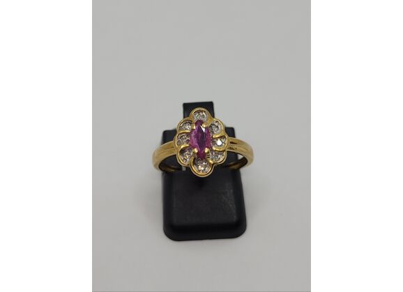 Image Bague Or jaune Pierre rose Diamant