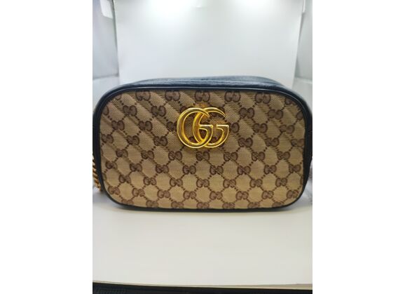 Image Sac à main GUCCI Marmont Porté croisé Toile Marron beige noir