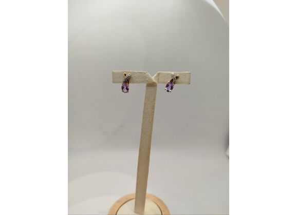 Image Boucle d'oreille Or jaune Pierre violette