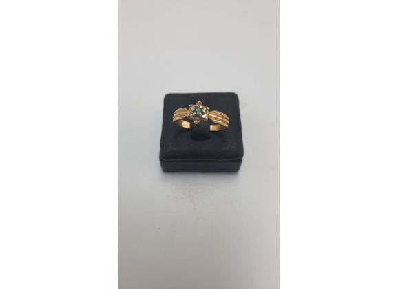 Image Bague Or jaune Pierre verte Diamant