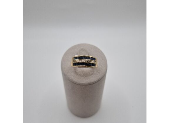 Image Bague Or jaune Saphir Diamant