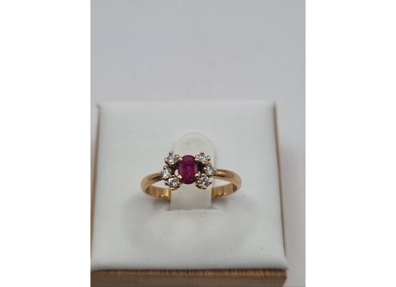 Image Bague Or jaune Rubis Pierre blanche