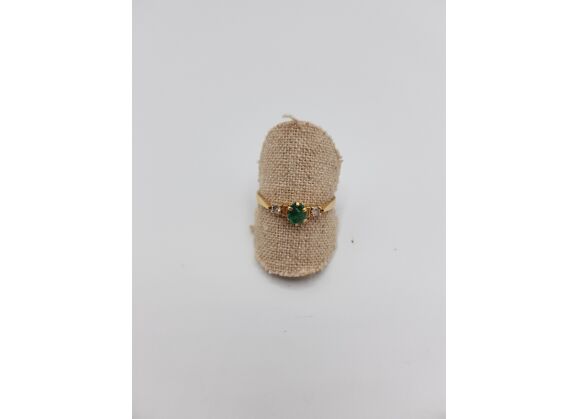 Image Bague Or jaune Pierre verte Oxyde de zirconium