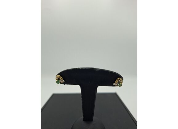 Image Boucles d'oreilles Or jaune Emeraude Diamant