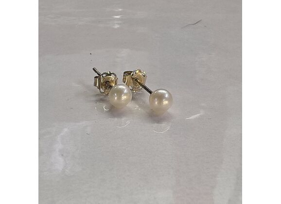 Image Boucles d'oreilles Puces Or jaune Perle