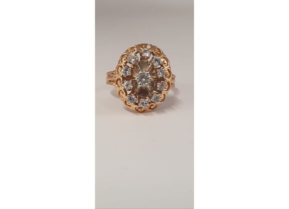 Image Bague Or jaune Oxyde de zirconium