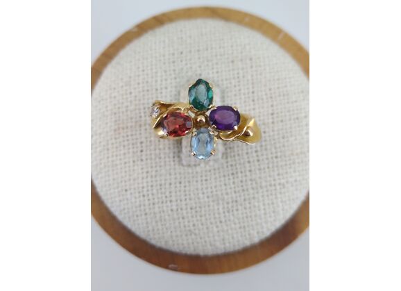 Image Bague Or jaune Pierre multicolore