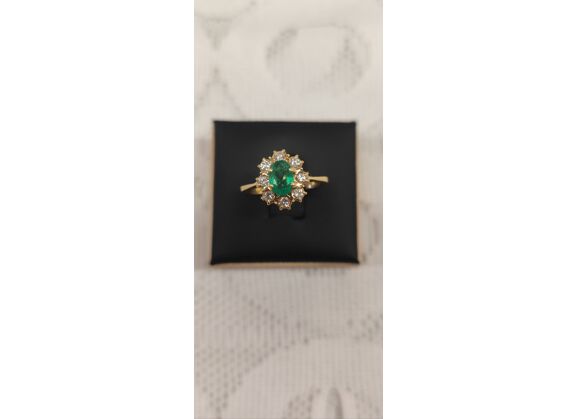 Image Bague Or jaune Emeraude Diamant