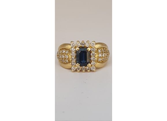 Image Bague Or jaune Saphir Diamant