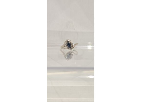 Image Bague Marquis Or blanc Saphir Diamant
