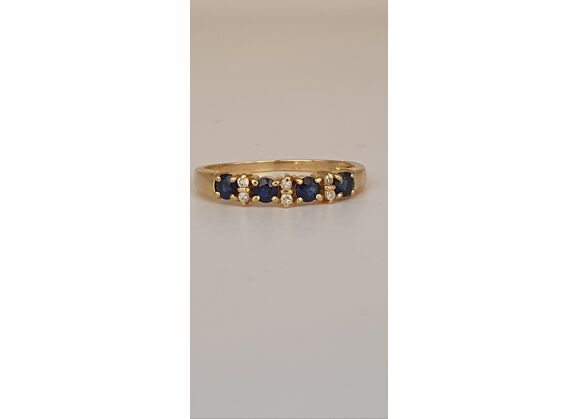 Image Bague Or jaune Saphirs Diamants