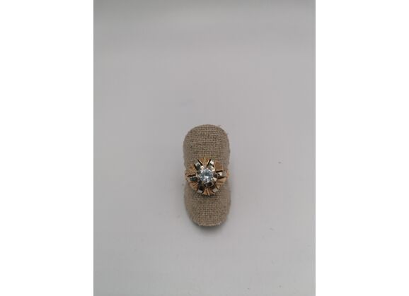 Image Bague Or jaune Or blanc Pierre blanche