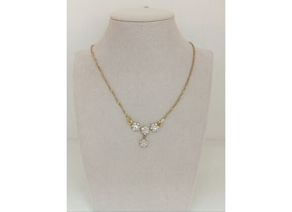 Image Collier Or jaune Pierre blanches