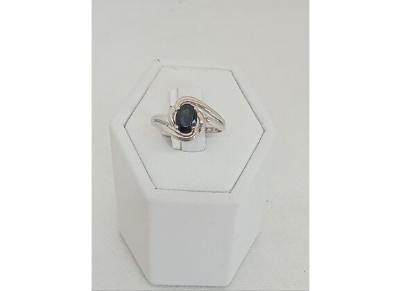 Image Bague Or gris Saphir