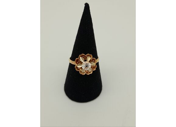 Image Bague Or jaune Pierre blanche